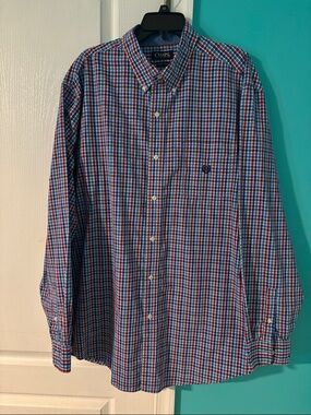 Chaps Men's Red, Blue & White Plaid Button-Down Shirt XXLT